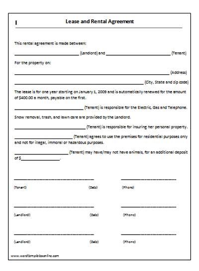 furnished house rental agreement template